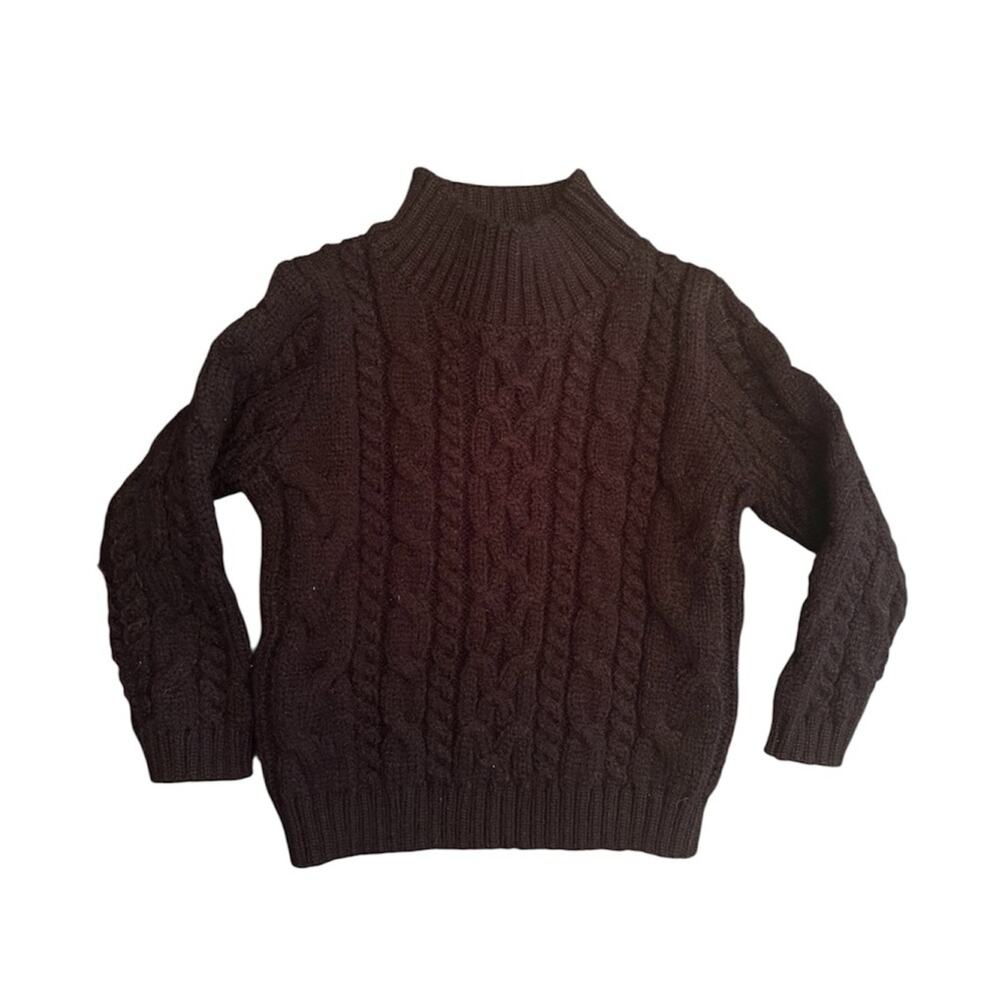 NWT Bailey's Blossoms Baby Girl Black Cable Knit Turtleneck Sweater 3 - 6 Months